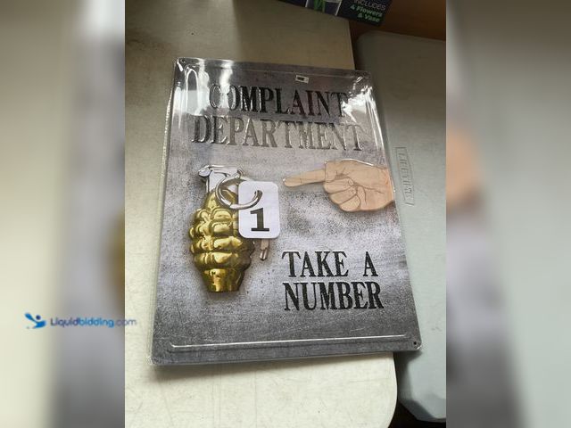 Lot 49-1977475 - Other BRAND NEW METAL COLLECTOR SIGN “COMPLAINT DEPARTMENT” MEASURES APPROXIMATELY 12 INCH BY 16 INC...