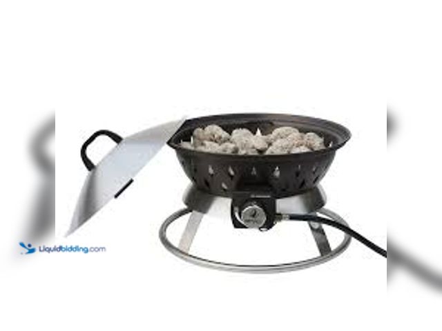 Lot 49-5485744 - HotShot Portable 20 in. x 15.75 in. Round Steel Propane Gas Fire Pit with Twist-Lock and Carry Lid i...