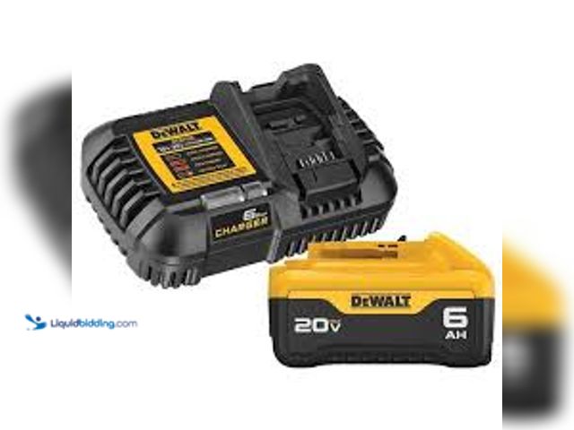 Lot 49-5415321 - DEWALT 20-Volt MAX Lithium-Ion 6.0 Ah Battery Pack and Charger Kit. Model # DCB206C. Used.