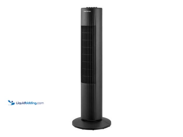 Lot 49-3564933 - Hampton Bay 29 in. 3-Speed Oscillating Tower Fan in Black with Easy Carry Handle. Model # FZ1024KMHD...