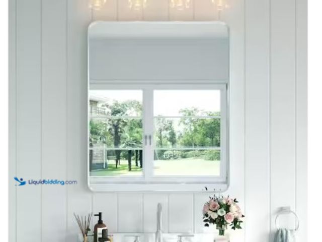 Lot 49-2004683 - TOOLKISS 36 in. W x 30 in. H Rectangular Aluminum Framed Wall Bathroom Vanity Mirror in Silver, Mode...