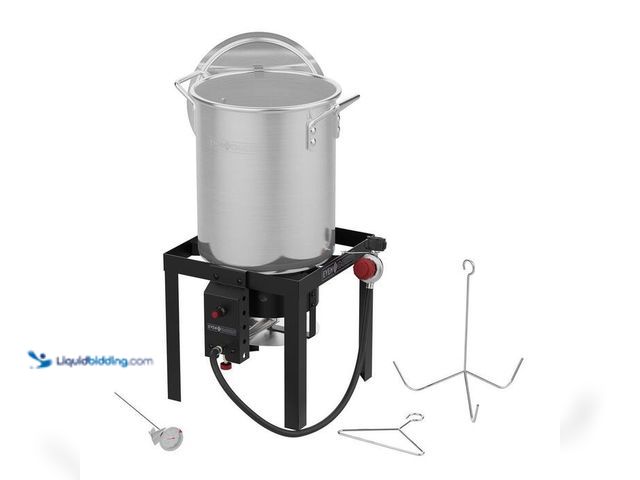 Lot 49-2024616 - Even Embers 30 qt. Turkey Fryer Kit with TEMP-GUARD. Model # GAS6030AS. MSRP $80. Used. Has attachme...