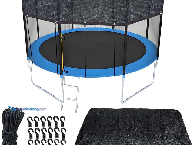Lot 49-5447865 - Trampoline Cover Round 12 Holes 90% Sunblock Shade Cloth 12FT Black Trampoline Top Shade Cover Sun S...