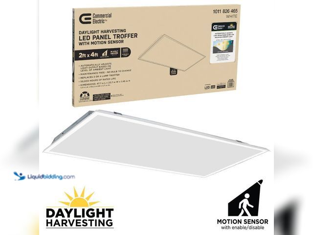 Lot 49-5414726 - 2 ft. x 4 ft. Daylight Harvesting LED Panel Light Troffer w/ Motion Sensor Adjustable CCT Lumens Wat...
