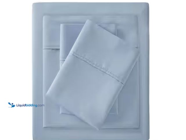 Lot 49-1622654 - Madison Park 1500-Thread Count 4-Piece Blue Cotton Blend Queen Wrinkle Free Sheet Set, Model # MP20-...