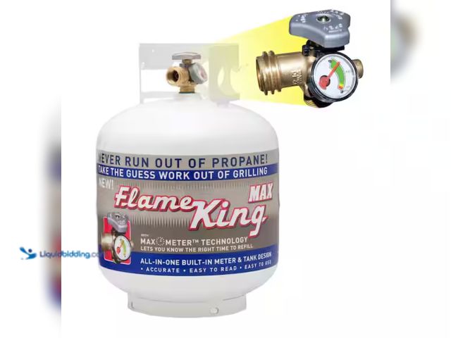 Lot 49-2000479 - Flame King 20 lb. Empty Propane Cylinder with Overflow Protection Device and Built-in Gauge, Model #...