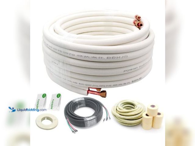 Lot 49-5436437 - 50ft Length Mini Split Line Set 1/4" 3/8" OD Copper Pipes Tubing and 3/8 White PE Thickened Insulate...