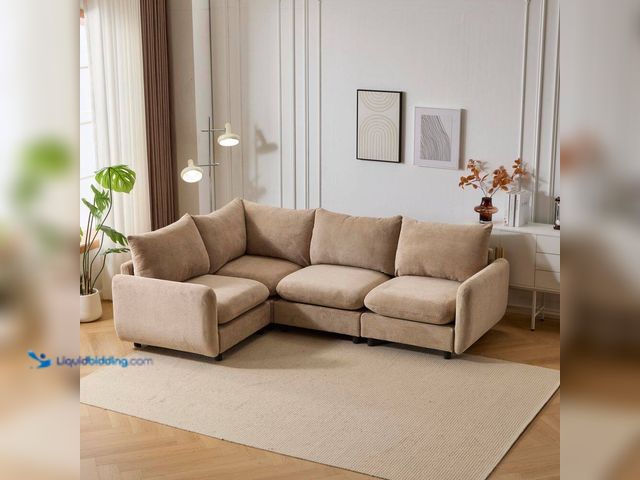 Lot 49-5508817 - CHRISTOPHER KNIGHT HOME
Windsor 99.5 in. Modern 4-Seater Polyester Fabric Upholstered Solid Wood L-...