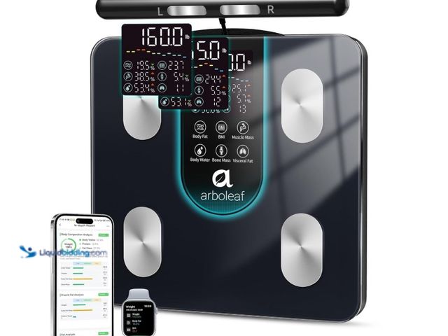 Lot 49-3431868 - arboleaf Smart Scale for Body Weight, 8-Electrode Dual-Frequency BIA Bathroom Scale with 7-in-1 Disp...