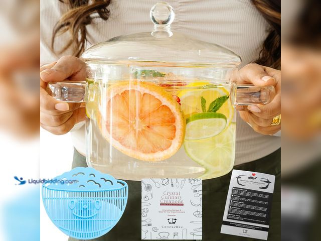 Lot 49-5413352 - 1.5L Clear Glass Simmer Pot with Lid & Strainer | Heat-Resistant Borosilicate Glass Pot for Pasta, S...