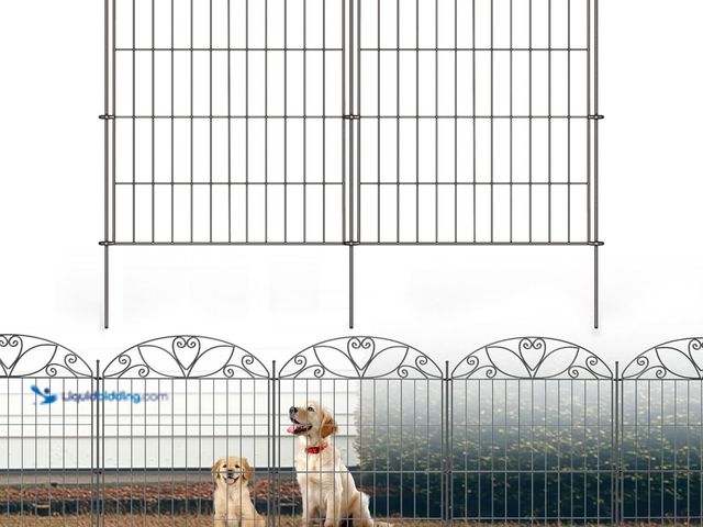 Lot 49-5484419 - 10 Panels No Dig Decorative Outdoor Garden Fence, 40 in(H) X 23.6 ft(L) Animal Barrier Fencing, Rust...