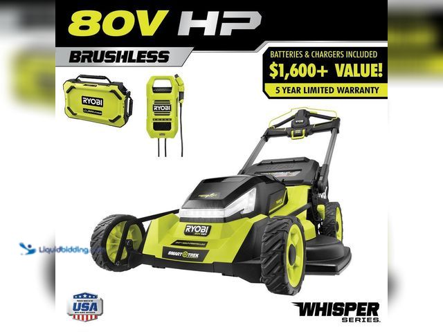 Lot 49-5413847 - RYOBI
80V HP Brushless Battery Cordless Electric 30 in. Multi-Blade Lawn Mower with Battery and Cha...