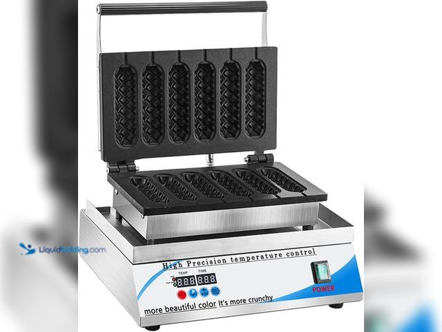 Lot 49-5463240 - Electric Hotdog Waffle Maker Machine Corn Dog Maker 6 Slice Non-Stick Stainless Steel Waffle Baker M...