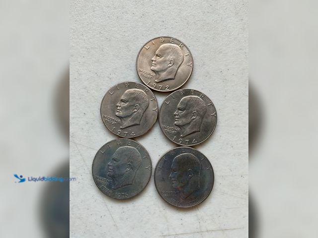 Lot 49-5341816 - LOT OF 5 “IKE” EISENHOWER LARGE ONE DOLLAR COINS INCLUDING 1972, 1974 AND 1976