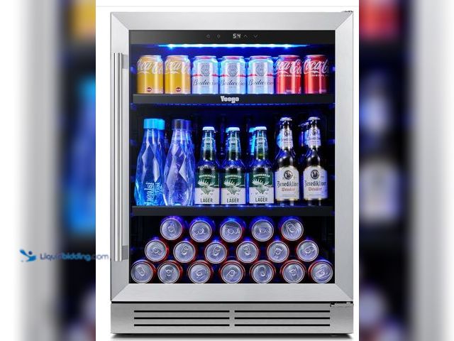Lot 49-1515870 - Yeego Beverage Refrigerator & Drink Fridge - 24 inch 180 Cans Beer Cooler Glass Door, 34-54℉ Under C...