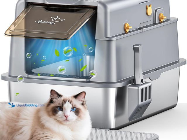 Lot 49-5448206 - L7 Ultra-Stainless Steel Litter Box with Smart Odor Control, XXL Extra Large Enclosed Metal Cat Litt...