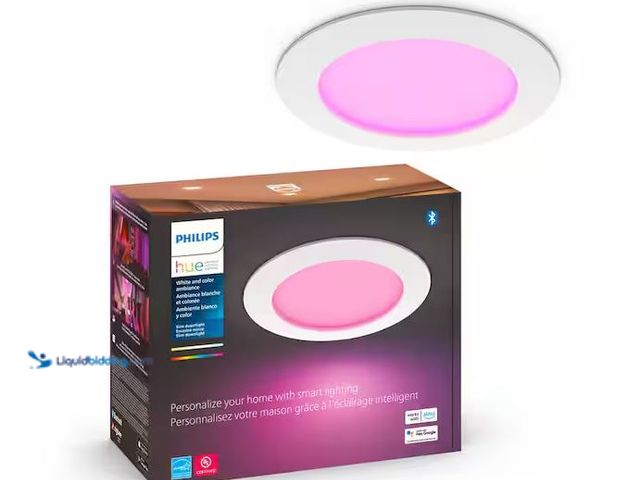 Lot 49-1576448 - Philips Hue 5 in. and 6 in. Integrated LED White and Color Canless Ultra Thin Slim Trim Recessed Lig...