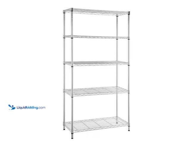 Lot 49-1550282 - HDX 5-Tier Commercial Grade Heavy Duty Steel Wire Shelving Unit in Chrome (48 in. W x 72 in. H x 18 ...