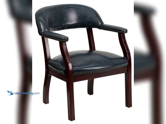 Lot 49-2001130 - Flash Furniture Diamond Navy Vinyl Luxurious Conference Chair with Accent Nail Trim, 27"D x 24"W x 3...