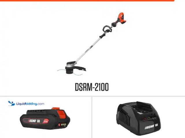 Lot 49-1623726 - ECHO 56V 16 in. Brushless Cordless Battery Straight Shaft String Trimmer with Speed-Feed Head and 2....