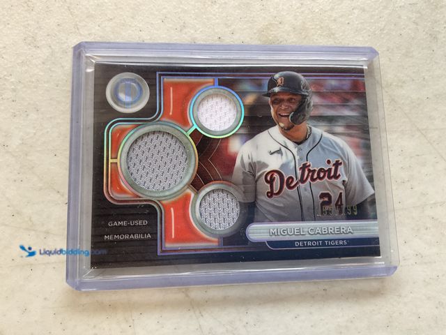 Lot 49-1810272 - COLLECTIBLE 2024 TOPPS TRIBUTE BASEBALL MIGUEL CABRERA TRIBUTE TRIPLE RELIC CARD