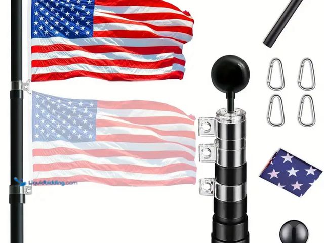 Lot 49-1805036 - New 30ft Telescoping Flag Pole Kit, 14 Gauge Heavy Duty.