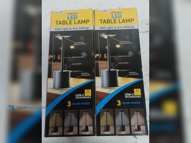 Lot 49-3618530 - 4-Pcs Cordless Rechargeable LED Table Lamp 10.6" Tall, Black, Model # 117224998527, New.  Ref#BIN070...