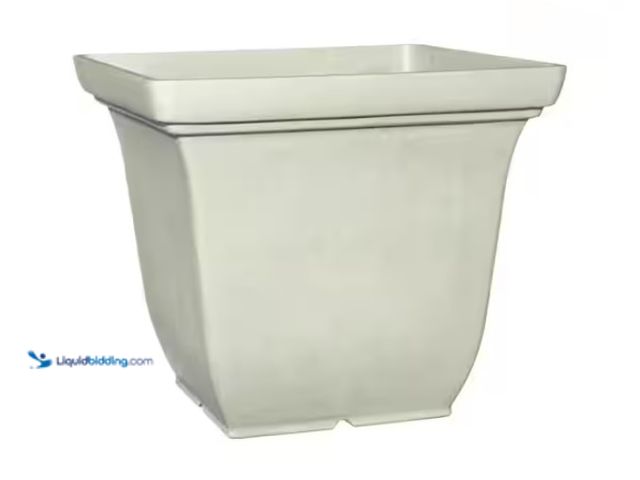 Lot 49-1547213 - (2) Vigoro 17.7 in. Franklin Large White Resin Square Planter (17.7 in. L x 17.7 in. W x 15.5 in. H)...