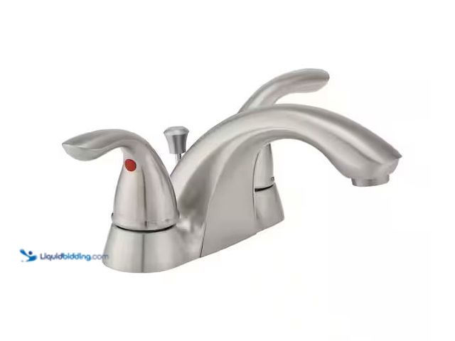 Lot 49-5573043 - Glacier Bay
Builders 4 in. Centerset Double Handle Low-Arc Bathroom Faucet in Brushed Nickel, Used