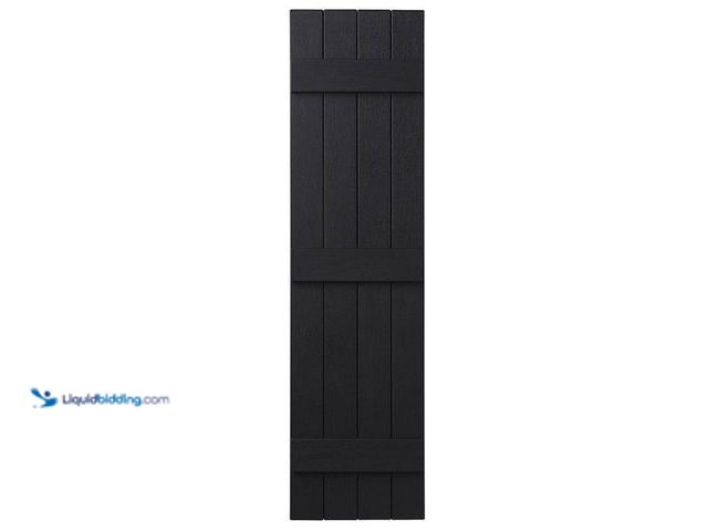 Lot 49-5547984 - Ply Gem
15 in. x 63 in. Polypropylene 4-Board Closed Board and Batten Shutters Pair in Black.Model ...