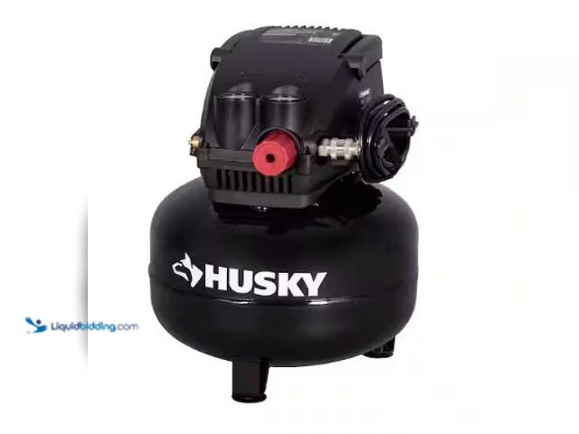 Lot 49-3615721 - Husky 3-Gal 120-PSI Portable Electric Oil-Free Light Duty Pancake Air Compressor with Fold Down Hand...
