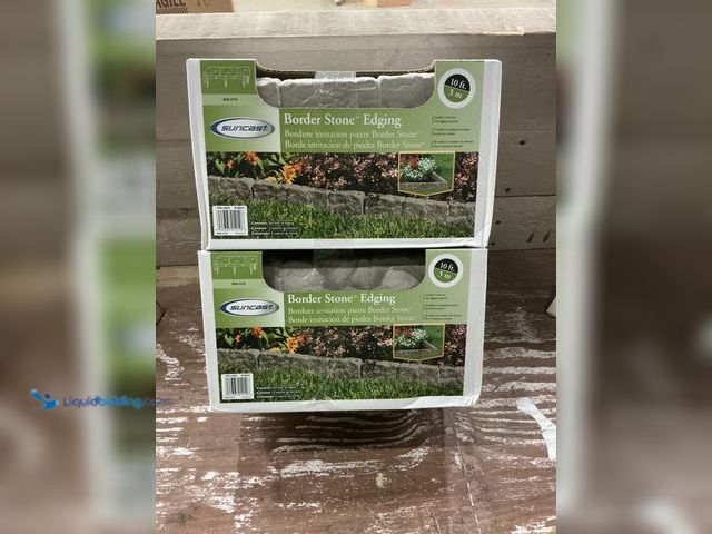 Lot 49-5539914 - QTY 2 - Suncast Border Stone 10 ft. (12 in. Sections) Plastic Border Edging. Model # CPLBSE10TG. Unu...