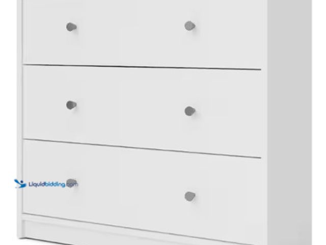 Lot 49-2022699 - Tvilum Portland 3-Drawer White Chest of Drawers, Model # 7033249, MSRP $78.99, Unused, Has attachmen...