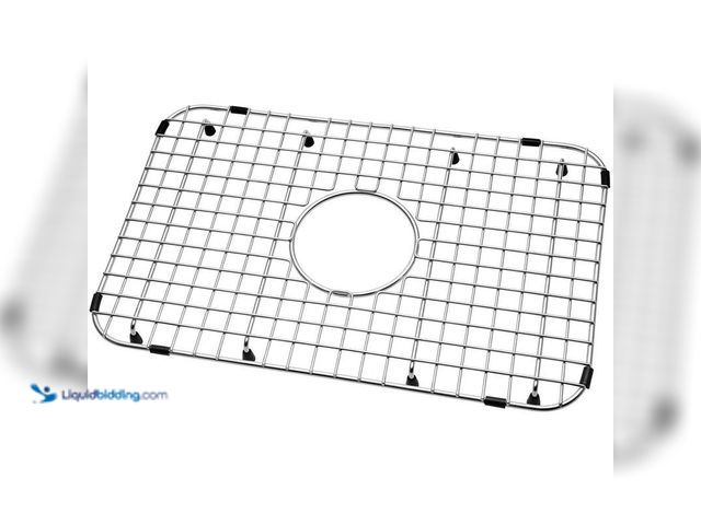 Lot 49-5412682 - Serene Valley 22.05-in x 12.99-in Center Drain Heavy-Duty Stainless Steel Sink Protector SVM2213C, U...