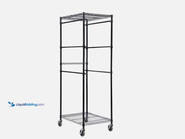 Lot 49-5543446 - HDX Steel Wire Storage Tote Rack w/Casters for 27 Gal Totes Black 22x69x28.5". Model #672763111028. ...