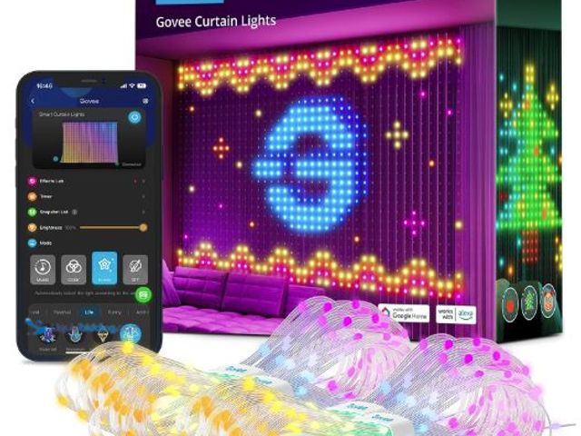 Lot 49-3523030 - Govee Curtain Lights, Smart LED Window Lights, RGB Color Changing Wall Light, Dynamic DIY Curtain St...