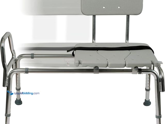 Lot 49-5437584 - DMI Tub Transfer Bench and Shower Chair with Non Slip Aluminum Body, FSA Eligible, Adjustable Seat H...