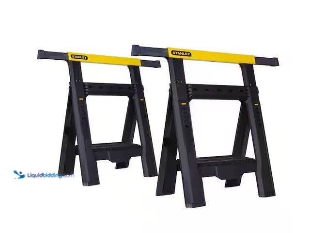 Lot 49-1576720 - Stanley 32 in. H Plastic 2-Way Adjustable Folding Sawhorse (2-Pack) Model # STST60626, Slightly Used...