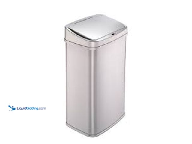 Lot 49-5485551 - Nine Stars 13gal Motion Sensor Rectangular Shape Stainless Steel Trash Can Silver: Kitchen Garbage C...