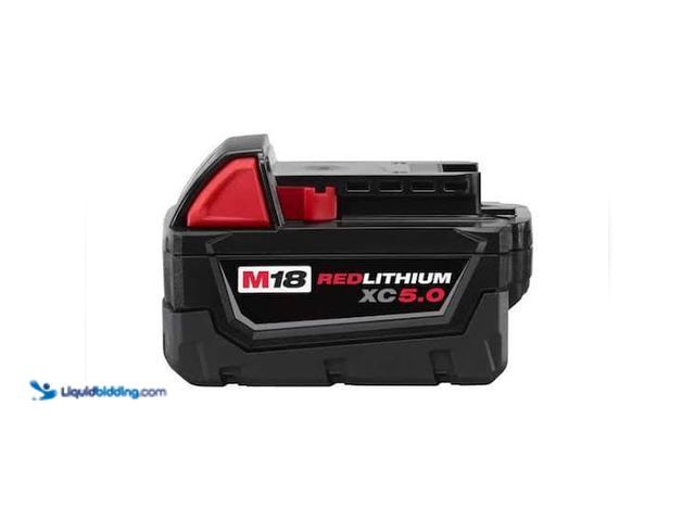 Lot 49-5544380 - Milwaukee M18 18-Volt 5.0 Ah Lithium-Ion XC Extended Capacity Battery Pack. Model # 48-11-1850. Unus...