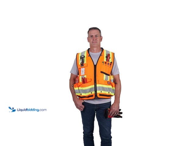 Lot 49-5449414 - Milwaukee
Large/X-Large Orange Class 2 Surveyor's High Visibility Safety Vest with 27-Pockets New