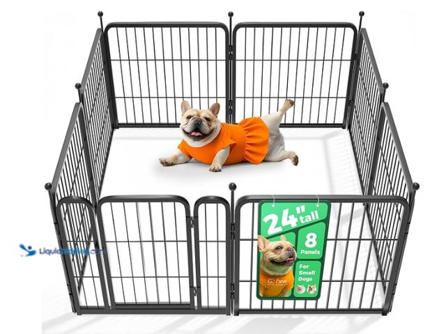 Lot 49-2024687 - FXW Rollick Dog Playpen, Indoor, Yard & RV Camping, 24" H, 8 Panels. Model #B0C3HYJCWB. MSRP $70. Un...