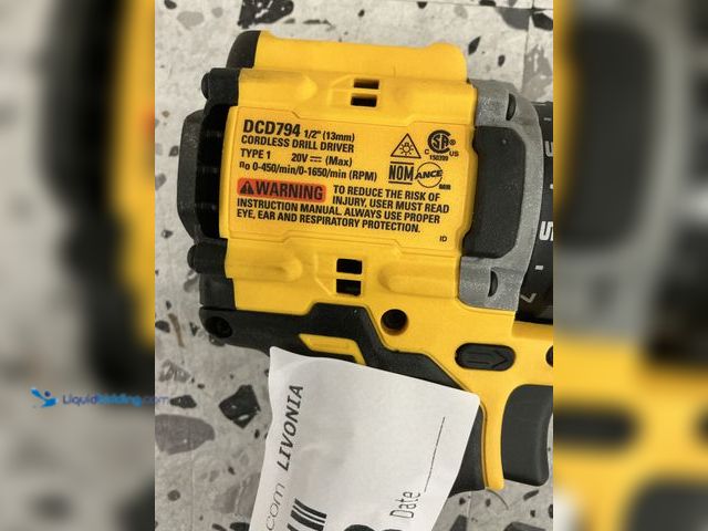 Lot 49-3564673 - Dewalt DCD794 1/2" Cordless driver, Unused, tested works, tool only.