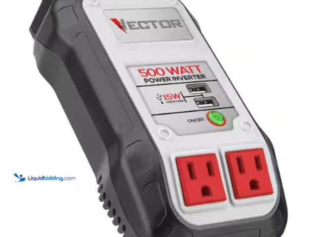 Lot 49-2004457 - VECTOR 500 Watt Power Inverter, Dual Power Inverter, Two USB Charging Port, Model # PI500V, Unused, ...