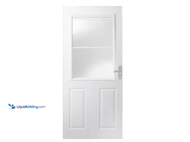 Lot 49-1550437 - Andersen 400-Series 36 in. x 80 in. White Universal 1/2-Light Retractable Aluminum Storm Door with N...