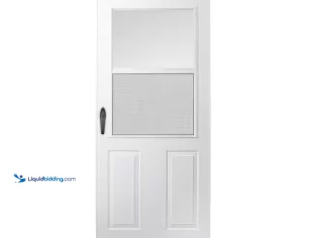 Lot 49-1622770 - Andersen 200 Series 30 in. x 80 in. White Universal 1/2 Light High-View Aluminum Storm Door with Bla...