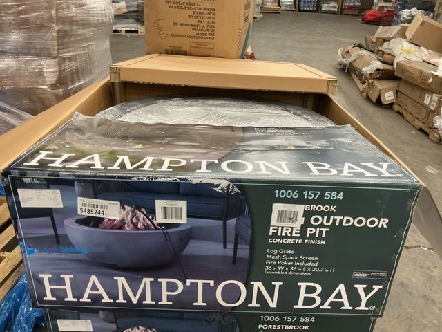 Lot 49-5485244 - Hampton Bay Grove Park 36.00 in. W Stone Propane Outdoor with Fire Glass and Rain Cover. Model # FP2...