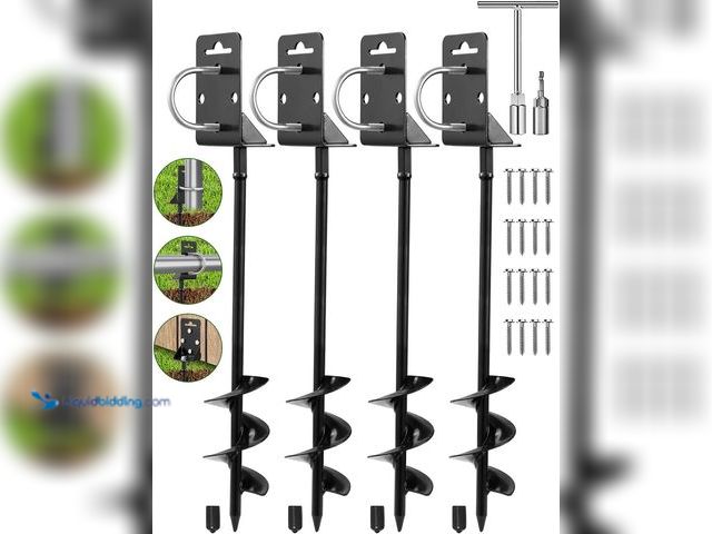 Lot 49-3528347 - Ground Anchors Screw in,28" Set of 4 Mobile Home Anchors,Storage Shed Anchor Kit with Drill Bit,Grou...