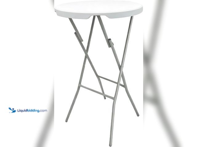 Lot 49-5553656 - 32 inch Cocktail Table, 43in Tall Foldable High Top Folding Table | no Assembly Required,White HDPE,...
