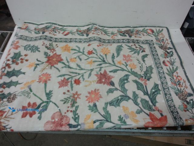 Lot 49-3430518 - 5' x 7' Christmas Holiday Themed Area Rug, Soft, Low Pile Height, Non-Skid Backing, Green/Red/Yellow...